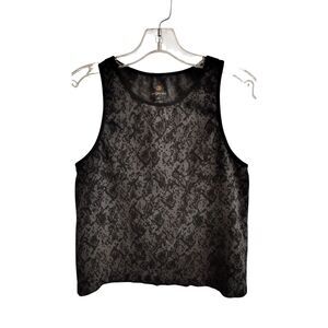 Tangerine Women's Black and Gray Large Sleeveless Cropped Tank Top